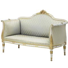 19th Century Carved Swedish Painted and Gilt Settee