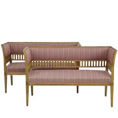 Pair of Small Early 20th Century Birch Sofas