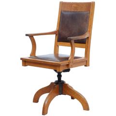 1920s Oak and Leather Office Chair