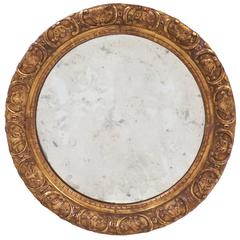 Antique Restauration Period Gold Leaf Round Mirror