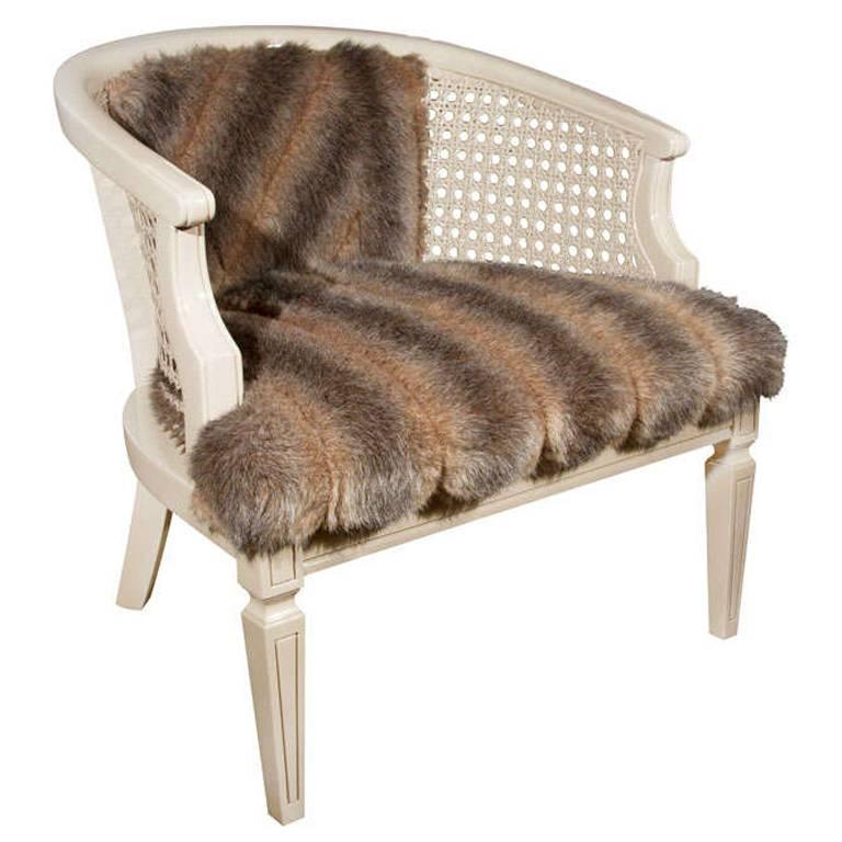 Barrel Back Cane Armchair For Sale