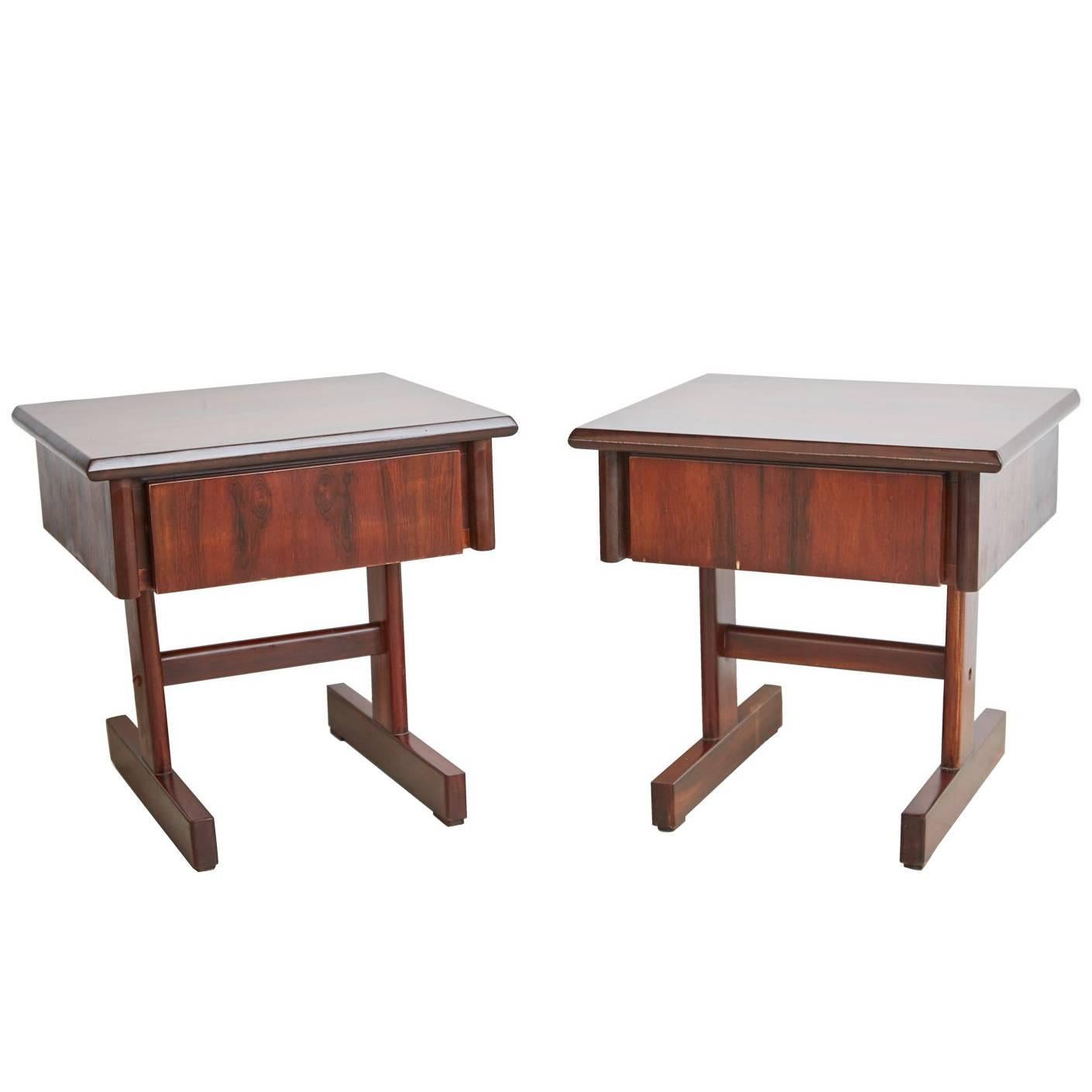 Pair of Petite Brazilian Rosewood Nightstands, circa 1960