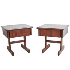 Pair of Petite Brazilian Rosewood Nightstands, circa 1960