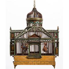 1940s Wood Bird Cage Chandelier