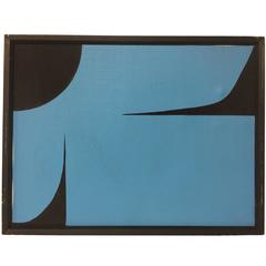 Vintage circa 1980s Hard Edge Geometric Abstract Oil on Canvas Painting 4 of 5