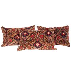 Antique Rug Pillows, Late 19th Century, North Persian Rug Fragment