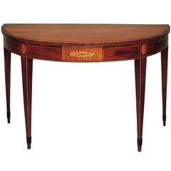 Antique Sheraton Period Figured Mahogany Demi-Lune Console Table 12