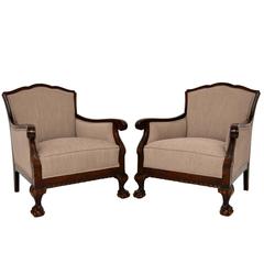 Pair of Antique Swedish Satin Birch Armchairs