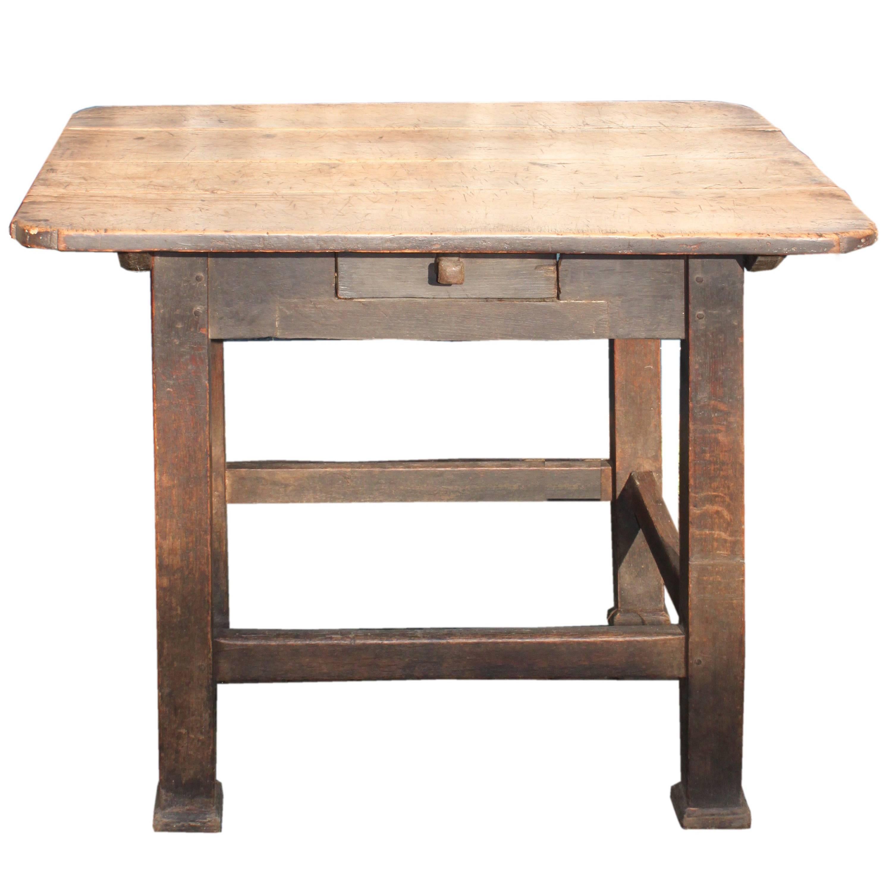 Primitive Fruitwood and Oak Table