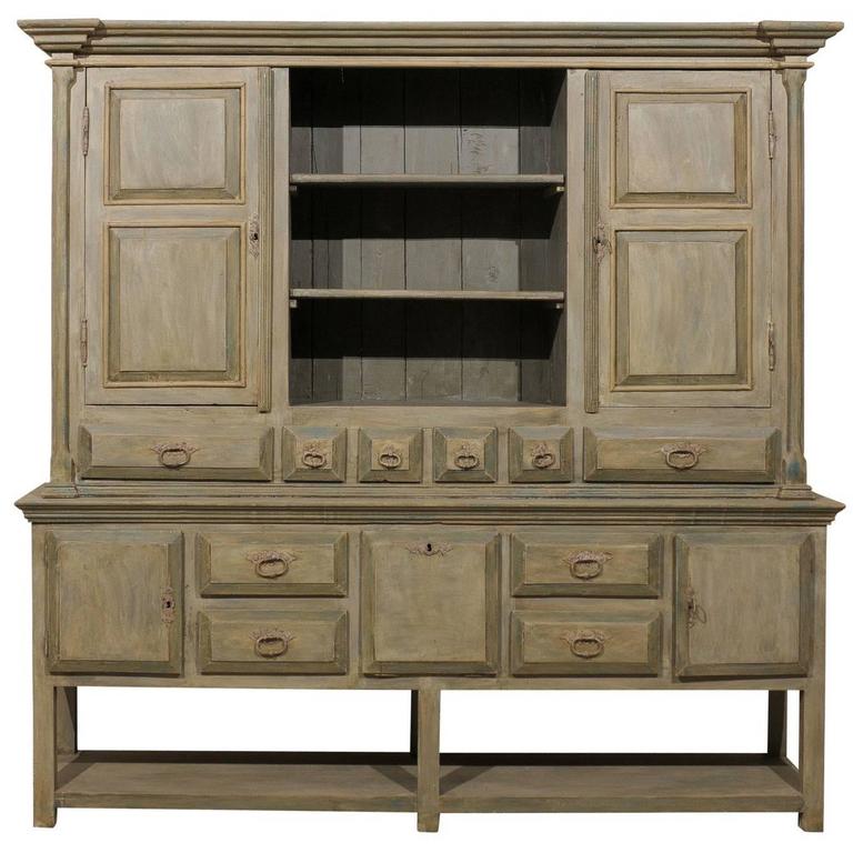 Brazilian Painted Wood in GreyGreen Color with Ample Storage