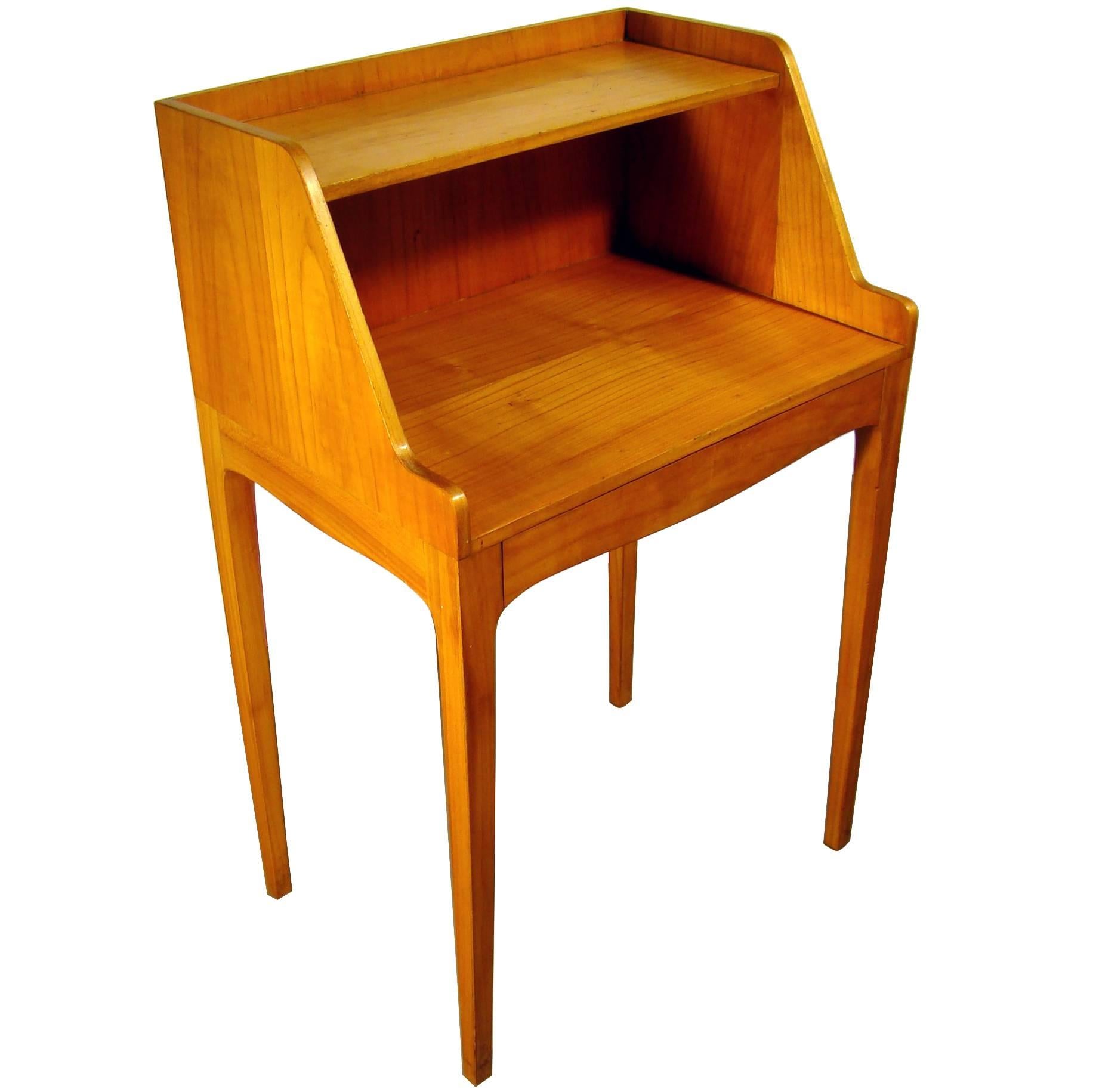 Italian Work Side Table in Solid and Veneer Cherry Wood, circa 1940-1950 For Sale