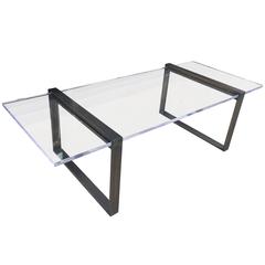 Charles Hollis Jones "Box" Coffee Table in Bronze and Lucite 4
