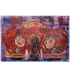 David Harper, Classic Car Commission Painting. Jaguar XK140 