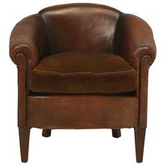 French Leather Barrelback Chair 4
