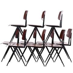Vintage Multiple Galvanitas Industrial Plywood Chairs S16, Netherlands