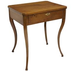 Italian Walnut Biedermeier Side Table with Single Drawer