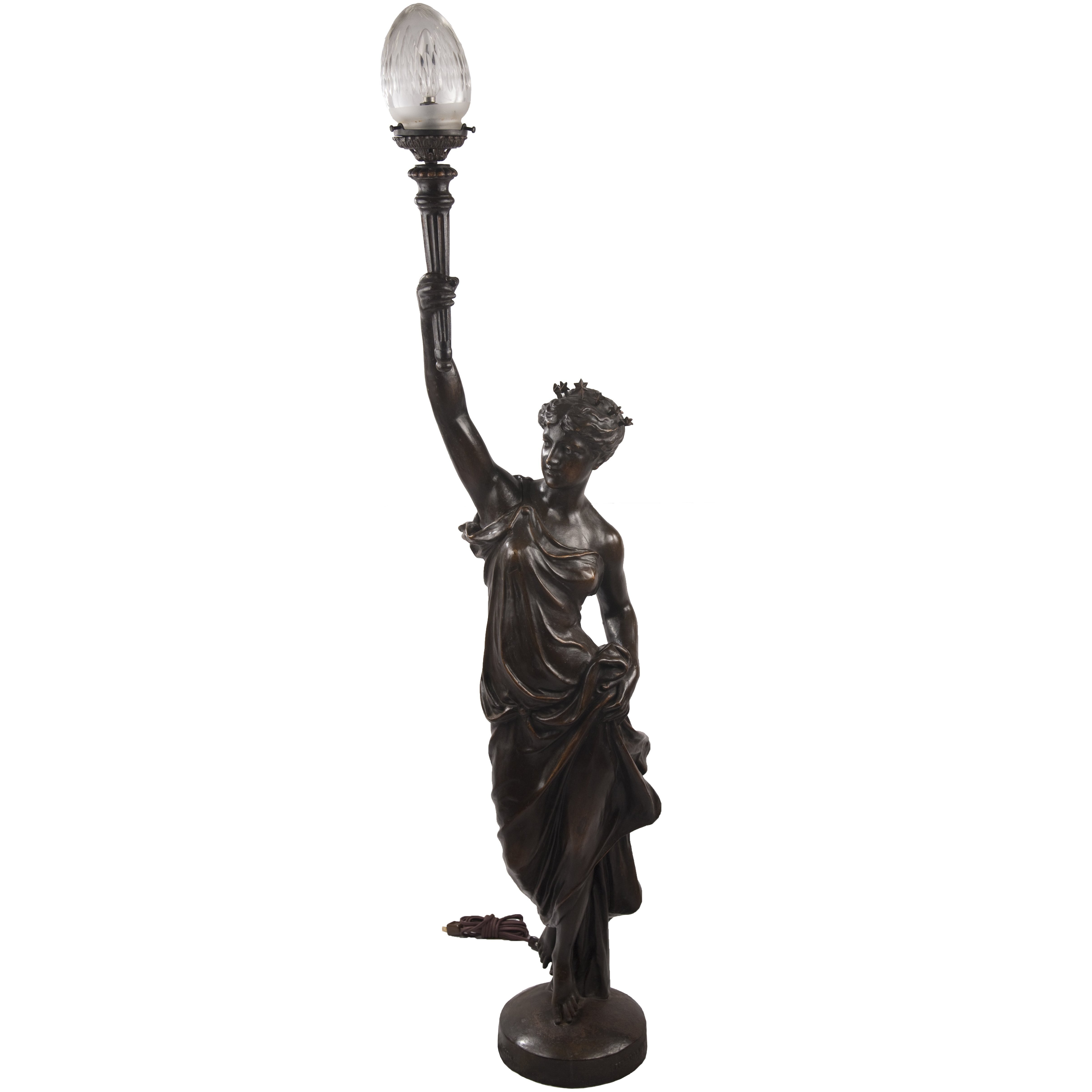 Art Deco Figurative Floor Lamp Of Lady Liberty