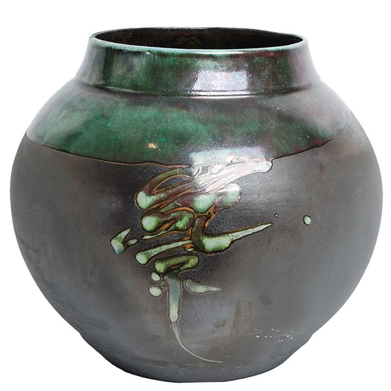 Raku Pottery Vase at 1stDibs
