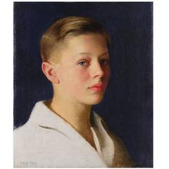 "Boy with Blue Eyes," Portrait Masterpiece by William Paxton, 1920s