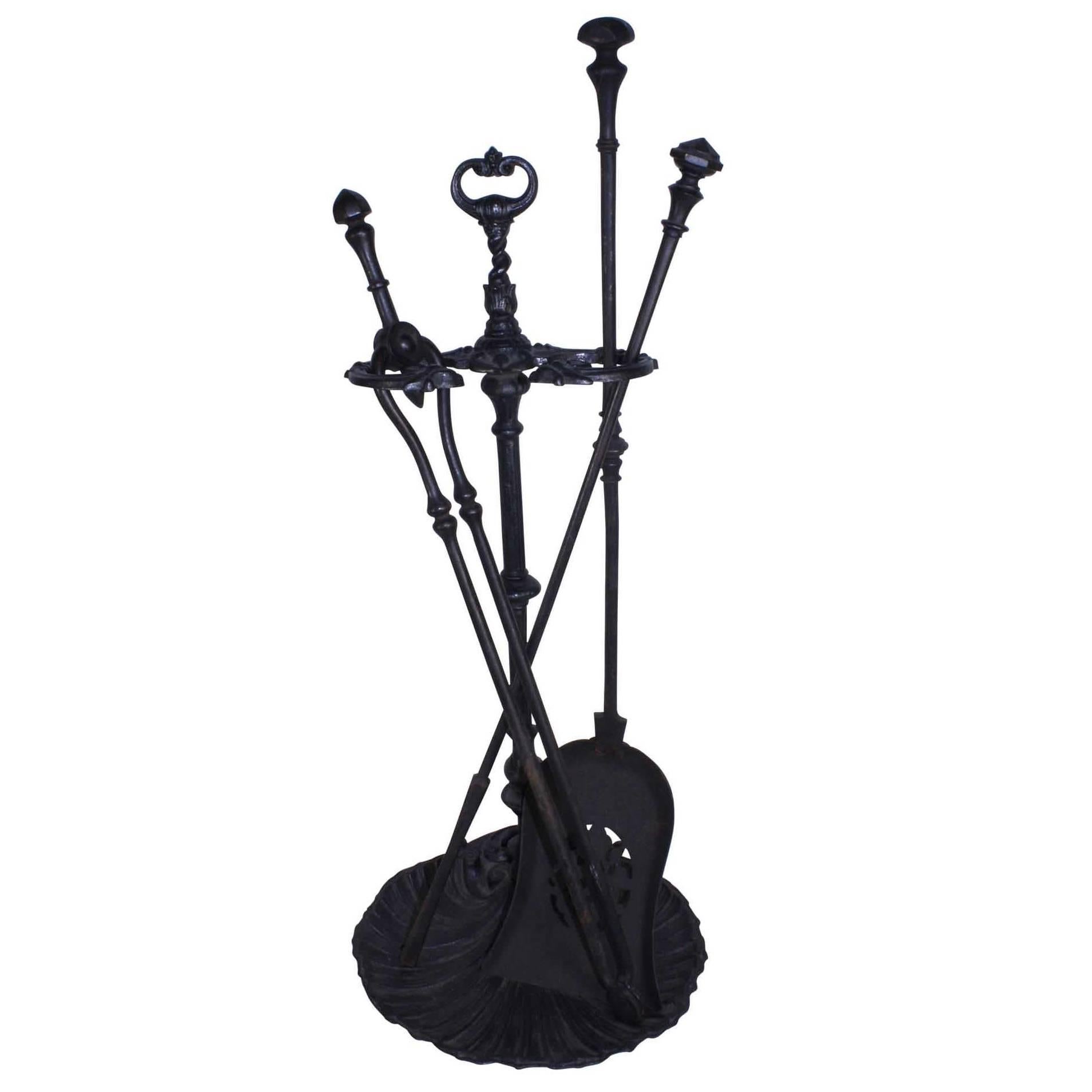 Fireplace Tool Set with Stand, Four Piece