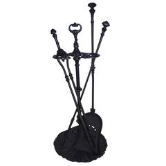 Fireplace Tool Set with Stand, Four Piece