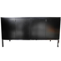 Black Vintage Mid-Century Modern Credenza in the Style of Florence Knoll