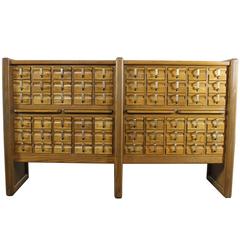 Vintage Oak 60-Drawer Library Card Catalog Cabinet