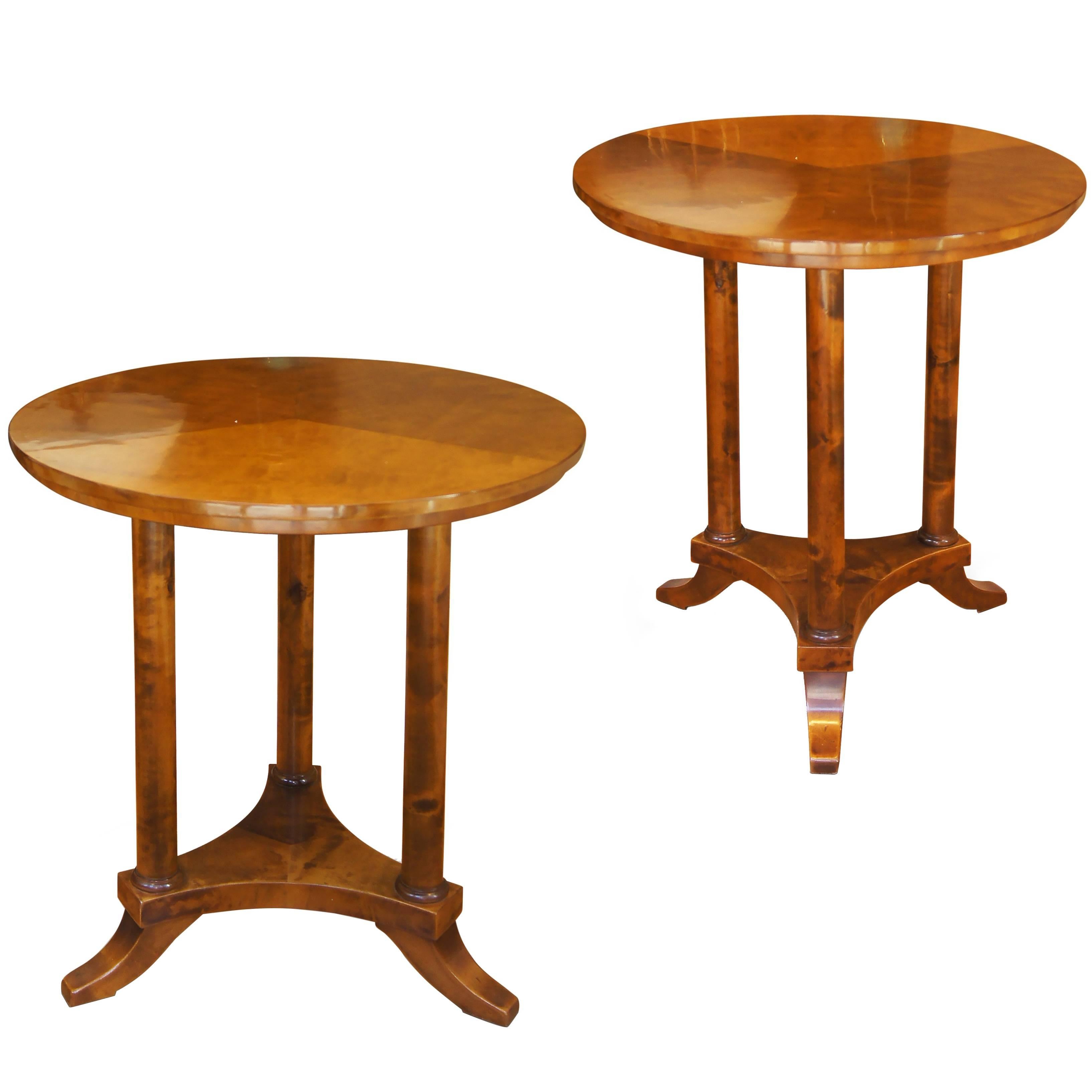 Pair of side tables in birch by Nordiska Kompaniet attrib. to Axel Einar Hjorth For Sale