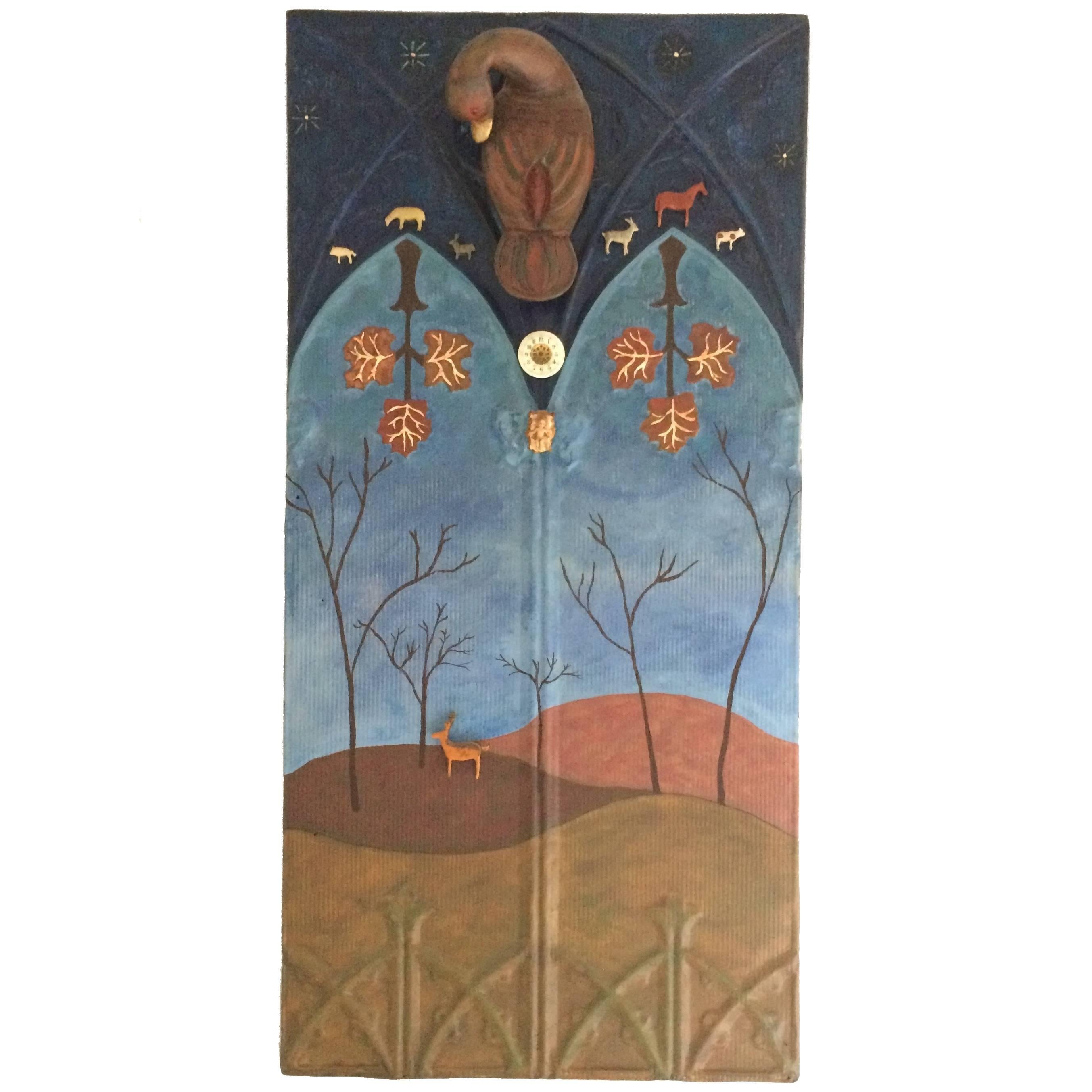 Sacred Landscape on Reclaimed Tin Panel