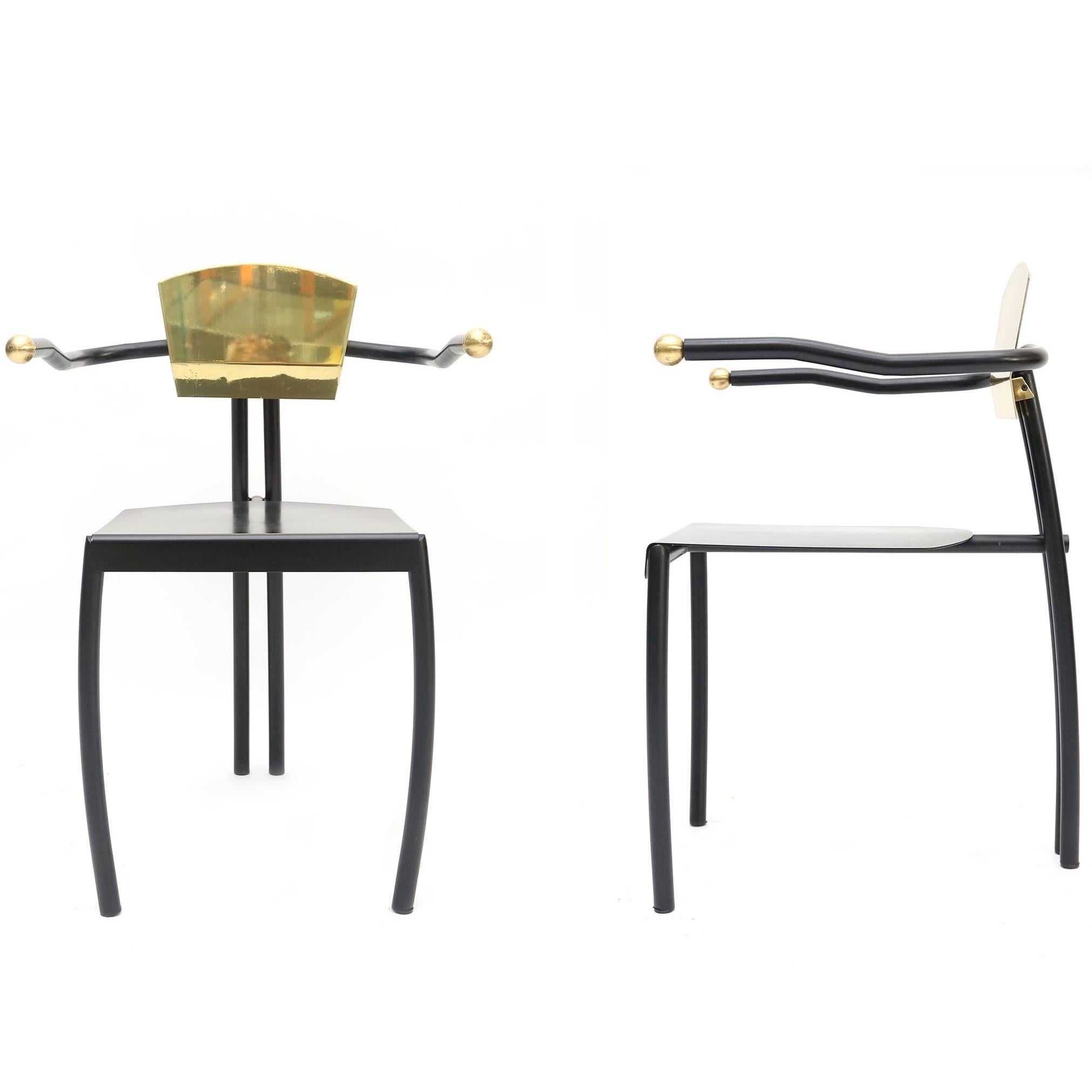 Black and Brass Memphis Chairs