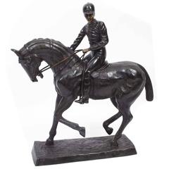 Stunning Large Horse and Jockey Bronze Sculpture