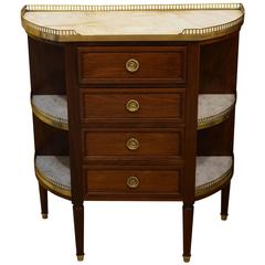 French Mahogany Marble and Brass Console Desserte
