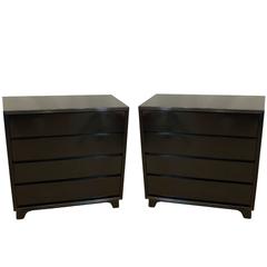Pair of Black Lacquer Chests of Drawers