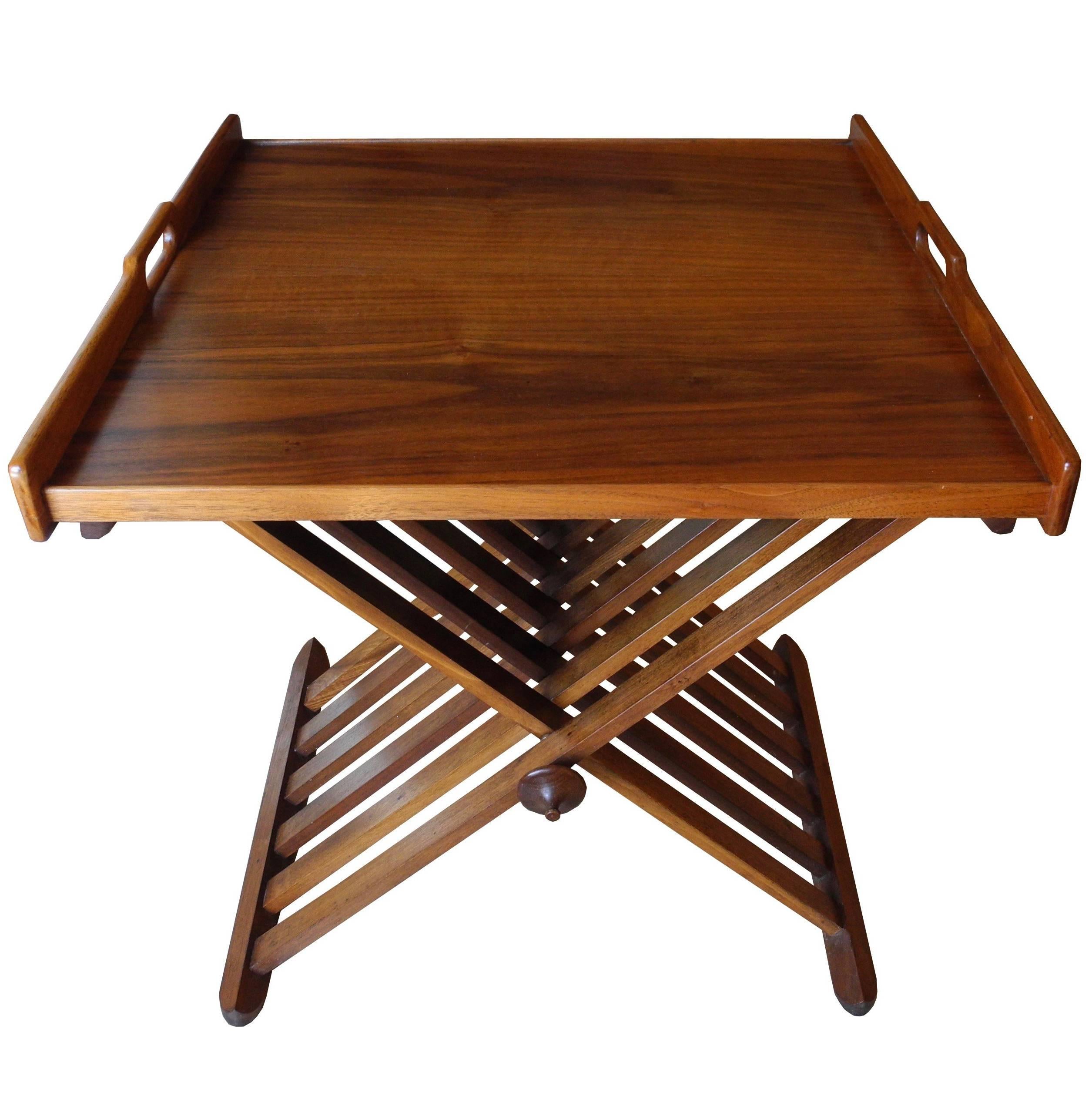 Campaign Tray Table by Stewart McDougall for Drexel in Walnut For Sale