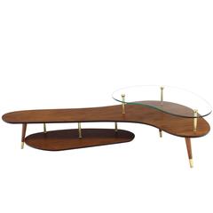 Boomerang Shape Coffee Table with Glass Top