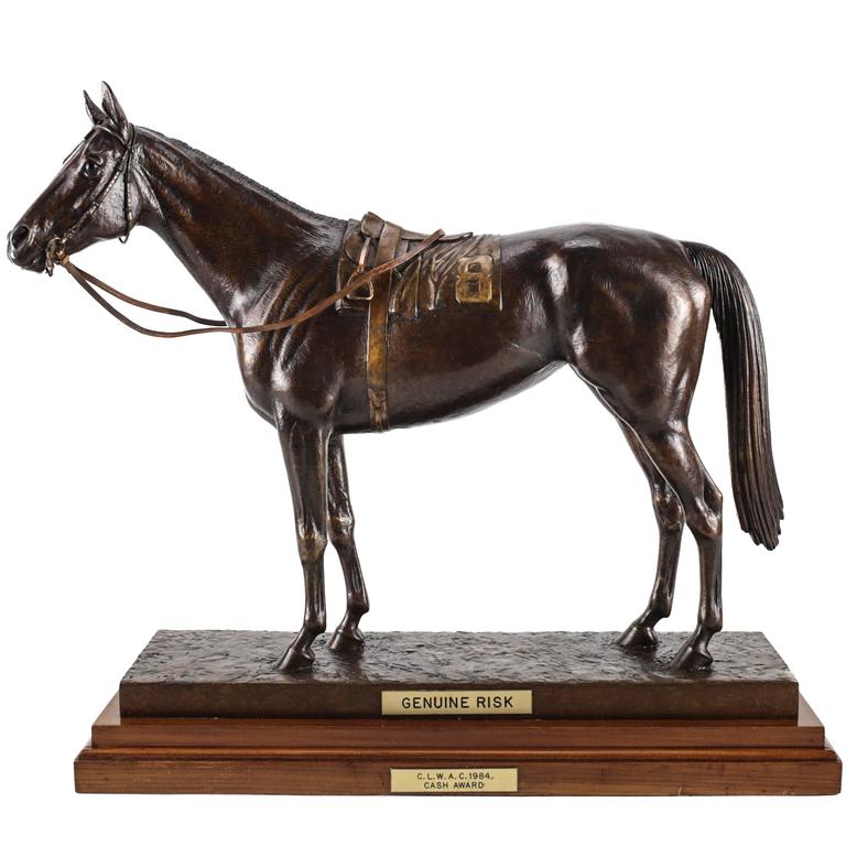 Bronze Sculpture of a Race Horse "Genuine Risk" by Marilyn Newmark at
