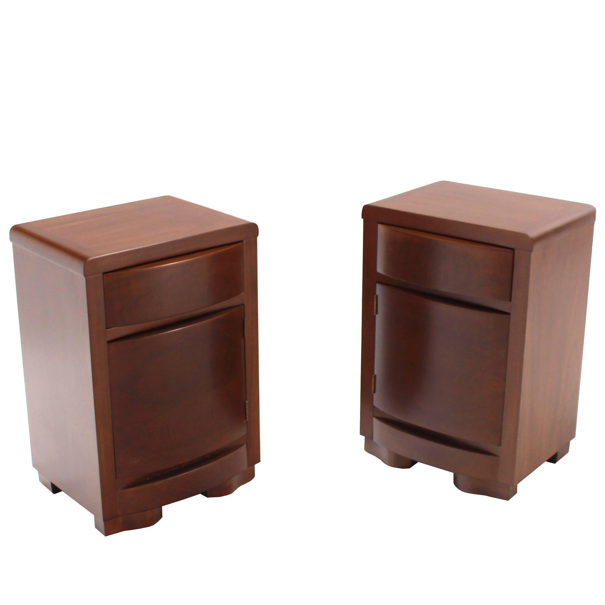 Pair of Art Deco Walnut End Tables Nightstands