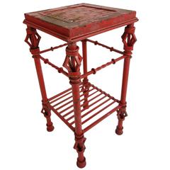 Antique Red Cast Iron Side Table
