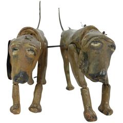 Folk Art Pair of Hound Dogs Marionette, circa Mid-Late 1800s