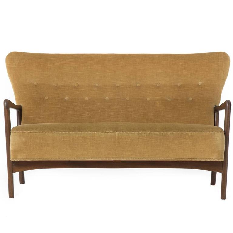 Transitional Danish Modern Settee at 1stDibs