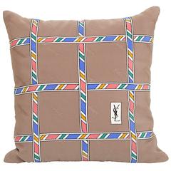 Retro YSL Silk Scarf with Irish Linen Cushion Pillow