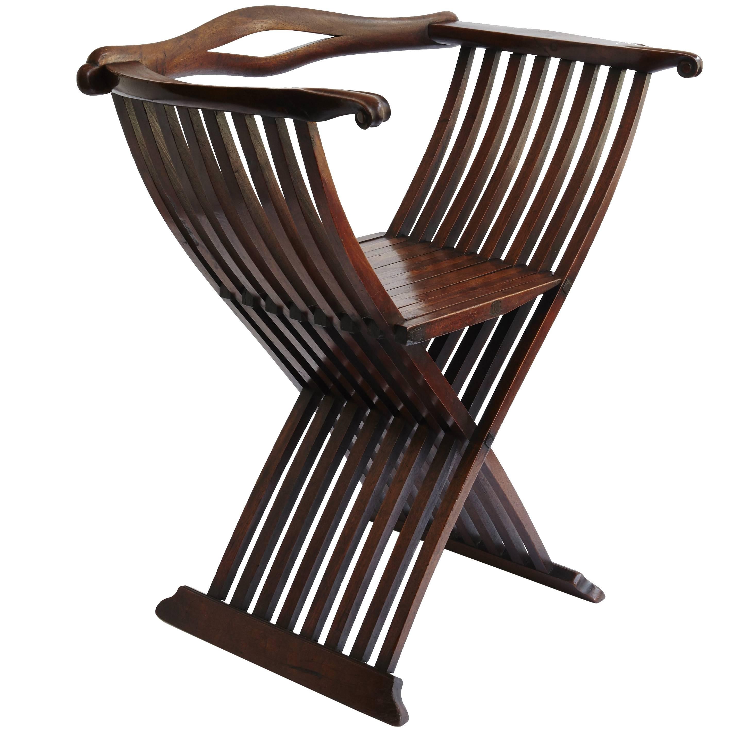 18th Century Italian Walnut Folding Chair For Sale