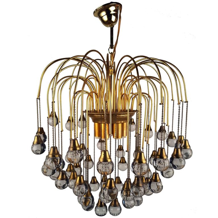 Murano Crystal Waterfall Chandelier by Paolo Venini, 1960s, Italy For Sale
