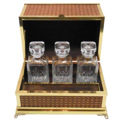 Mid-Century Italian Brass Tantalus Liquor Cabinet