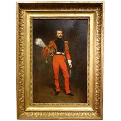 Portrait of an Officer, Napoleon First Empire, Oil on Panel Signed Jules Badin