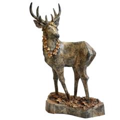 Garland on Deer, Bronze Sculpture 12