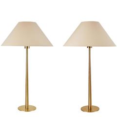 Rare Pair of Brass Table Lamps by Hans-Agne Jakobsson
