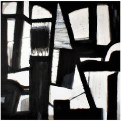 Original Black and White Abstract Painting by Brian Potter, NYC, 2016
