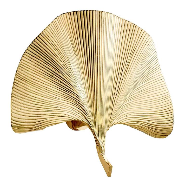Ginko Biloba Wall Lamp in Polished Brass For Sale at 1stdibs