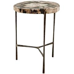 Times Side Table in Petrified Wood on Black Nickel Base 8